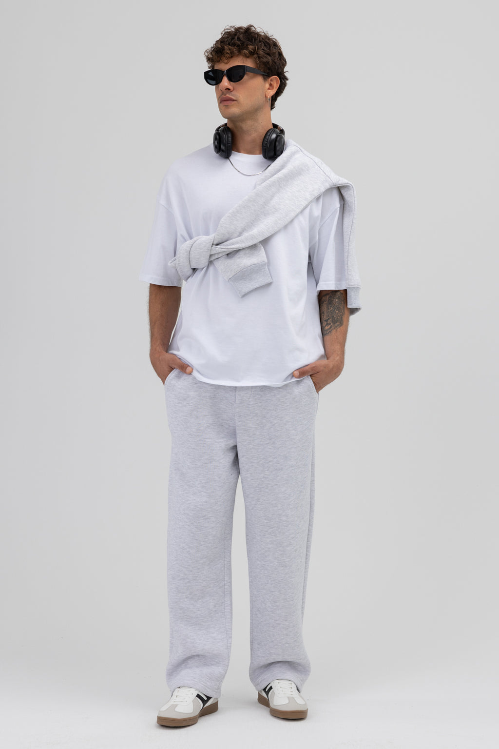 Basic Baggy Eşofman Alt Kar Melanj