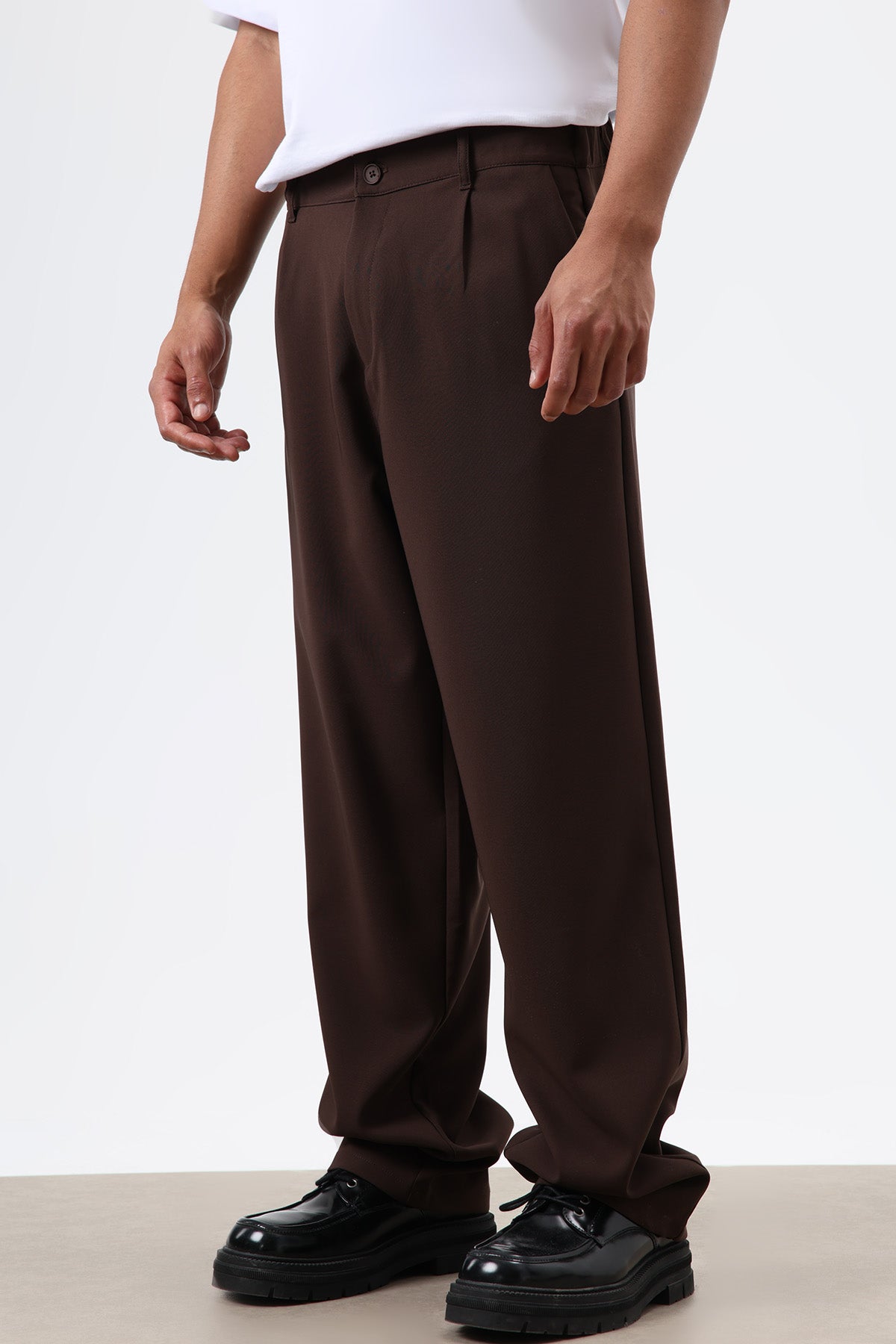 Baggy Fit Kumaş Pantolon Kahve
