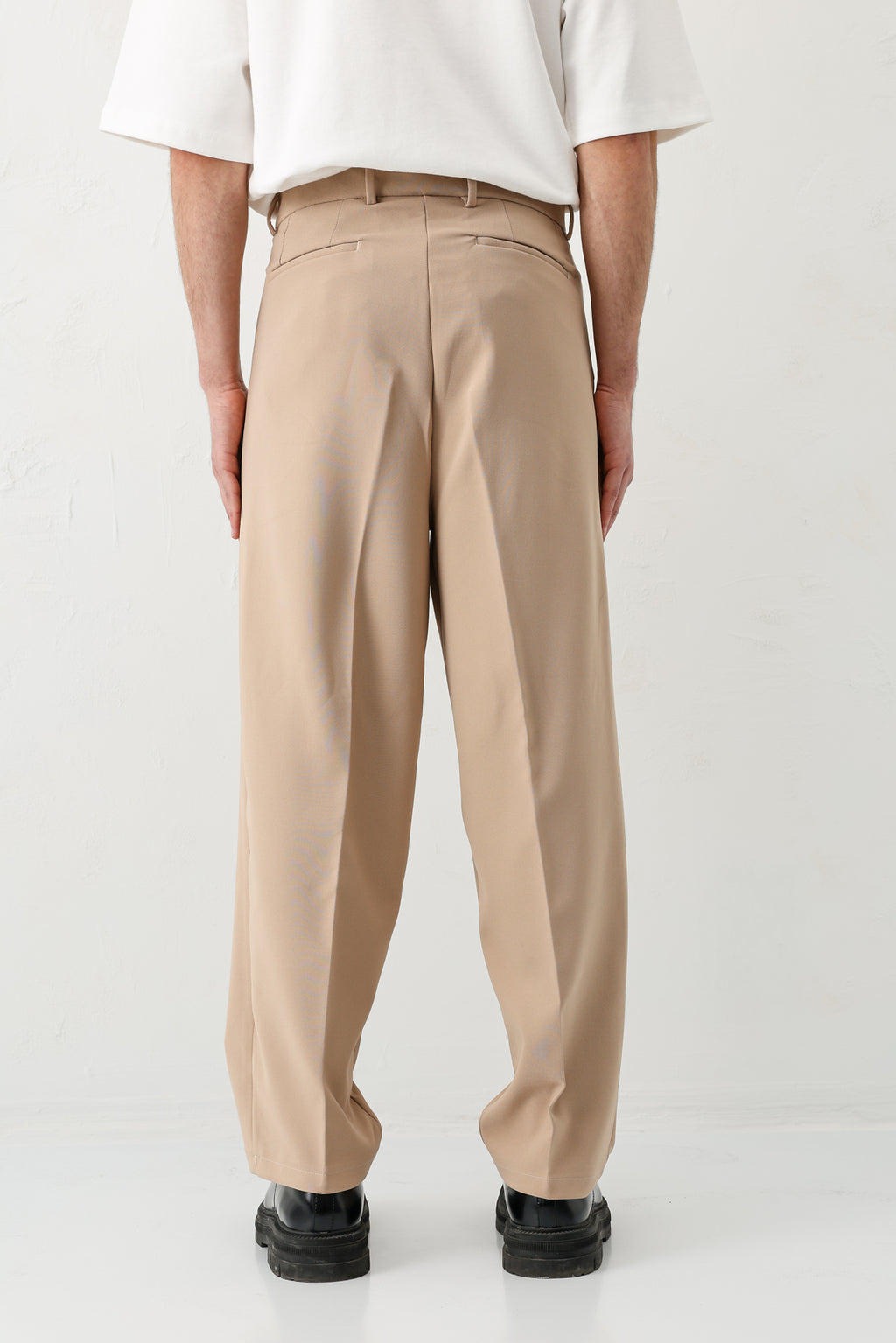 Baggy Fit Pilili Pantolon Bej