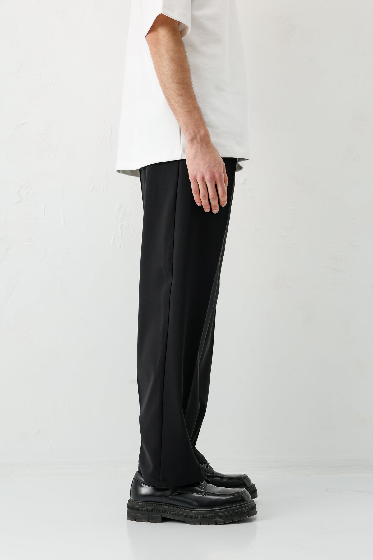 Baggy Fit Pilili Pantolon Siyah