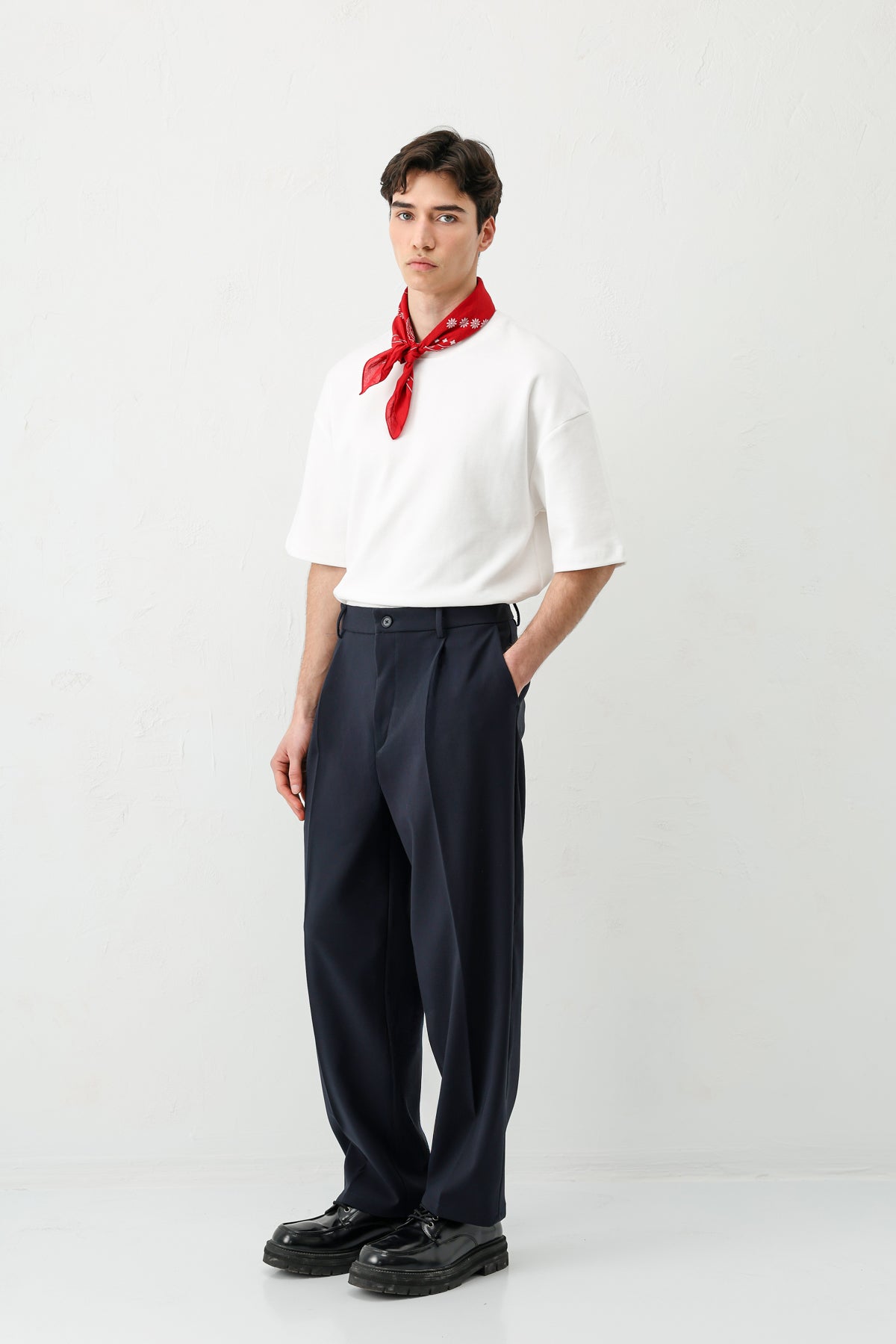 Baggy Fit Pilili Pantolon Lacivert