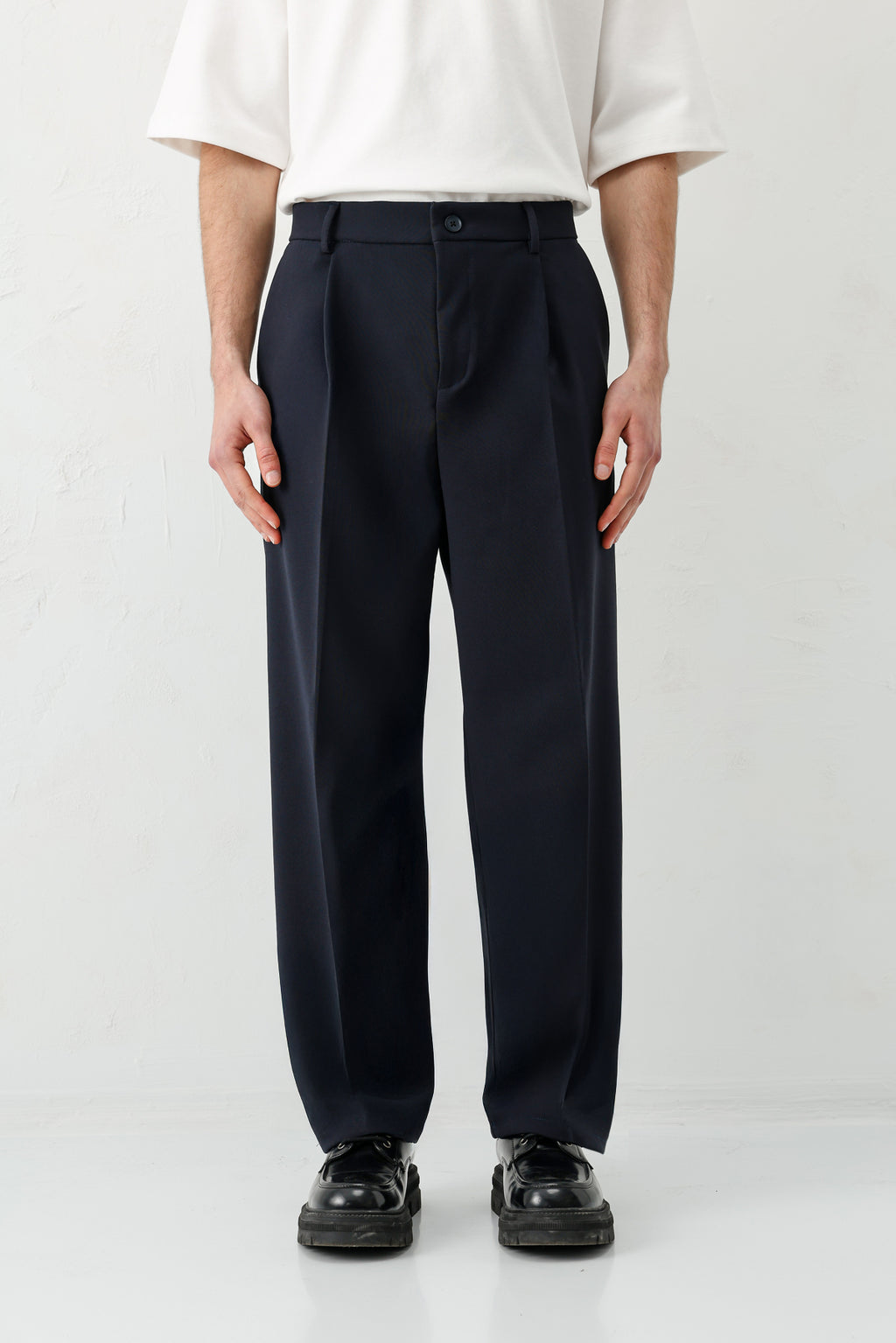 Baggy Fit Pilili Pantolon Lacivert