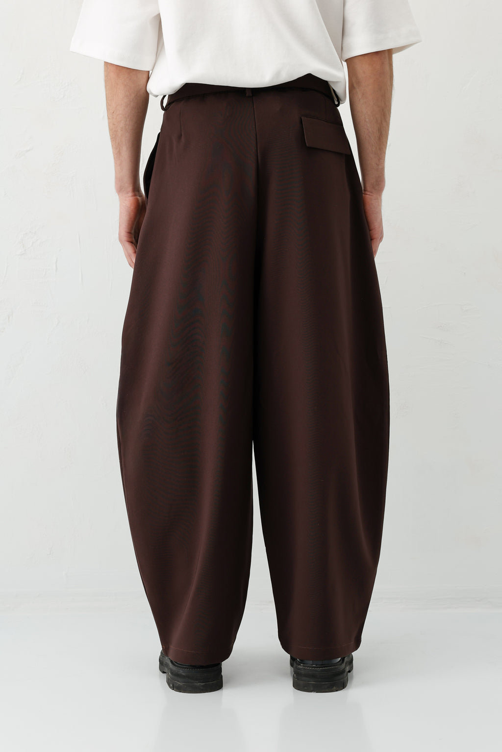 Barrel Fit Tailored Fit Kemerli Pantolon Kahve