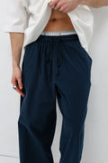 Super Baggy Fit Keten Pantolon Lacivert
