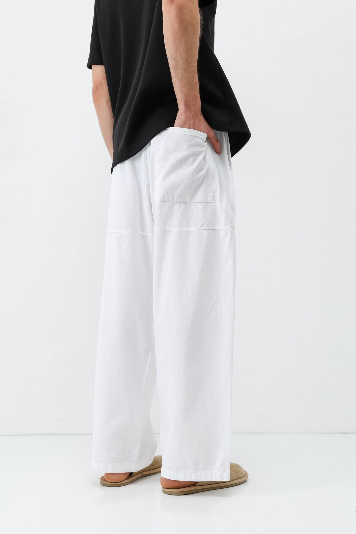 Super Baggy Fit Keten Pantolon Ekru