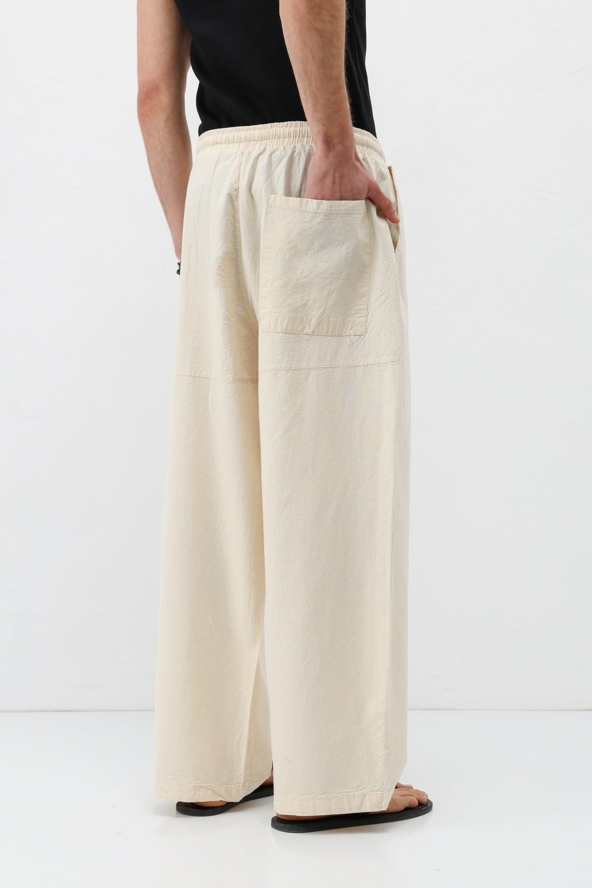 Super Baggy Fit Keten Pantolon Natural