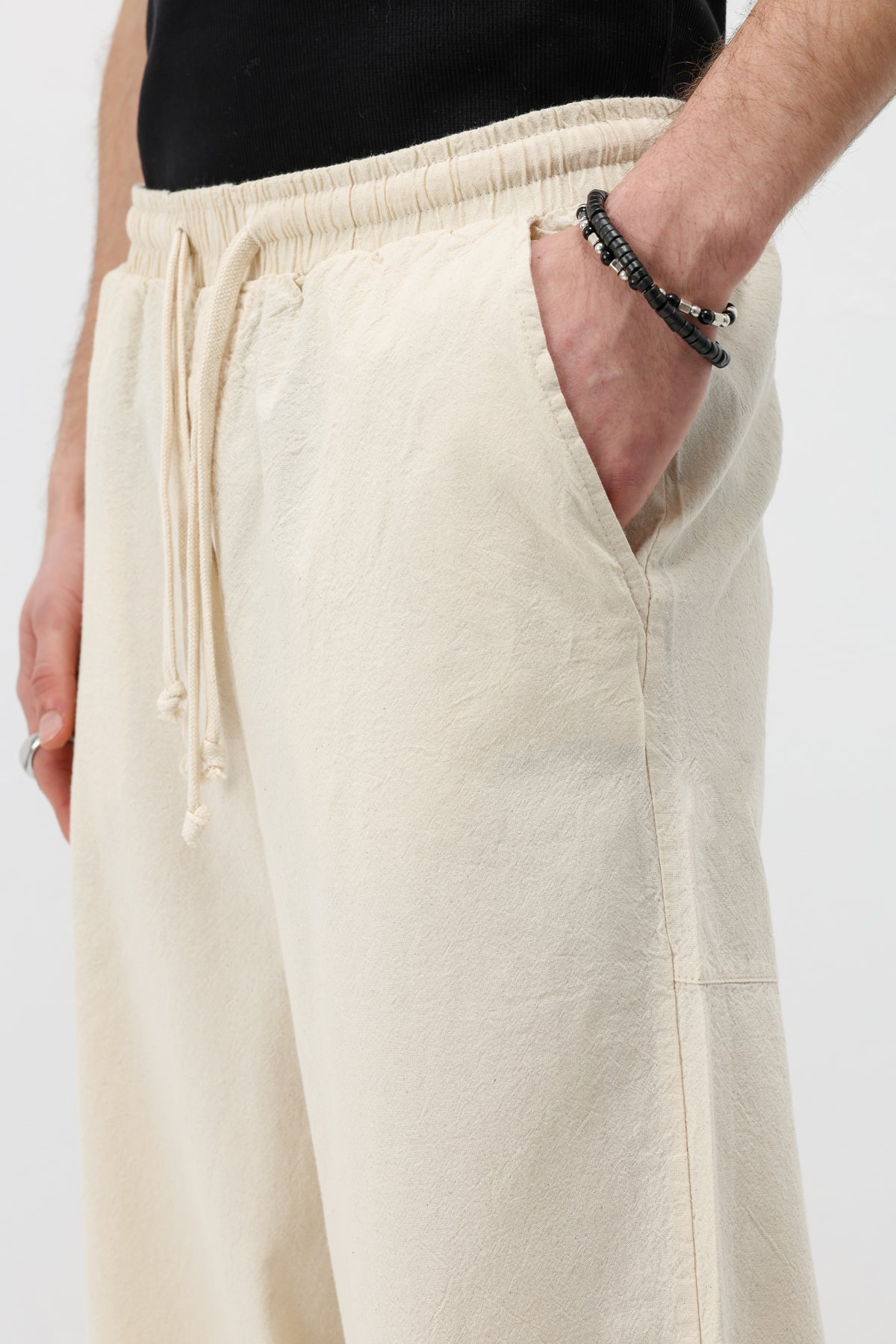 Super Baggy Fit Keten Pantolon Natural