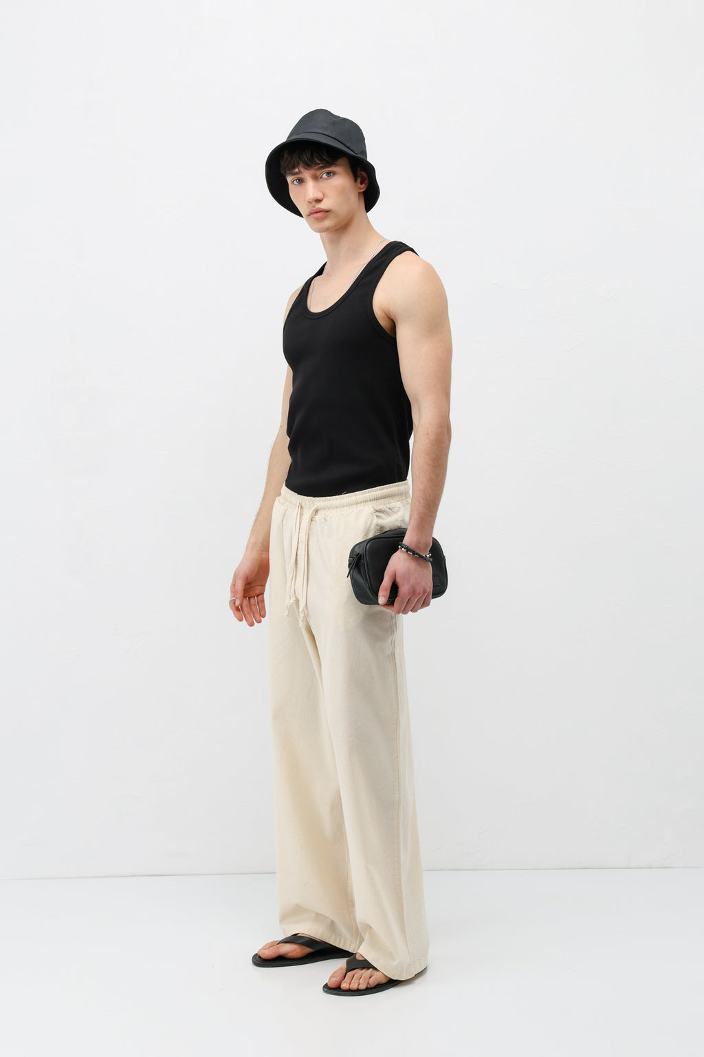 Super Baggy Fit Keten Pantolon Natural