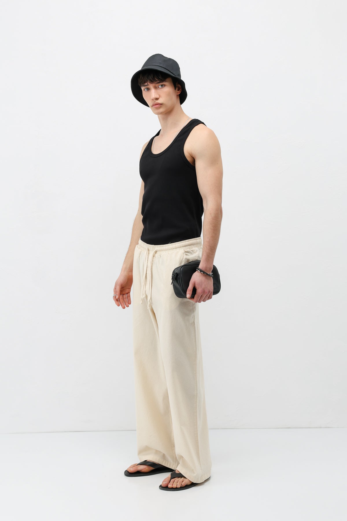 Super Baggy Fit Keten Pantolon Natural