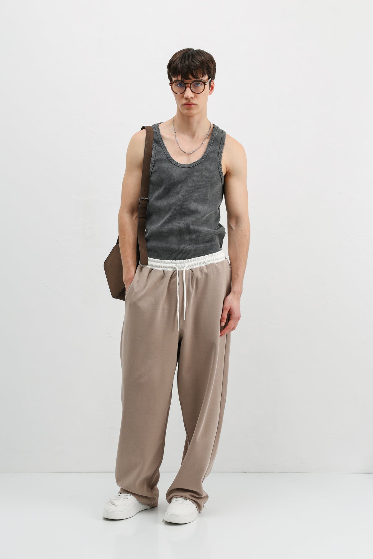 Baggy Fit Eşofman Alt Vizon