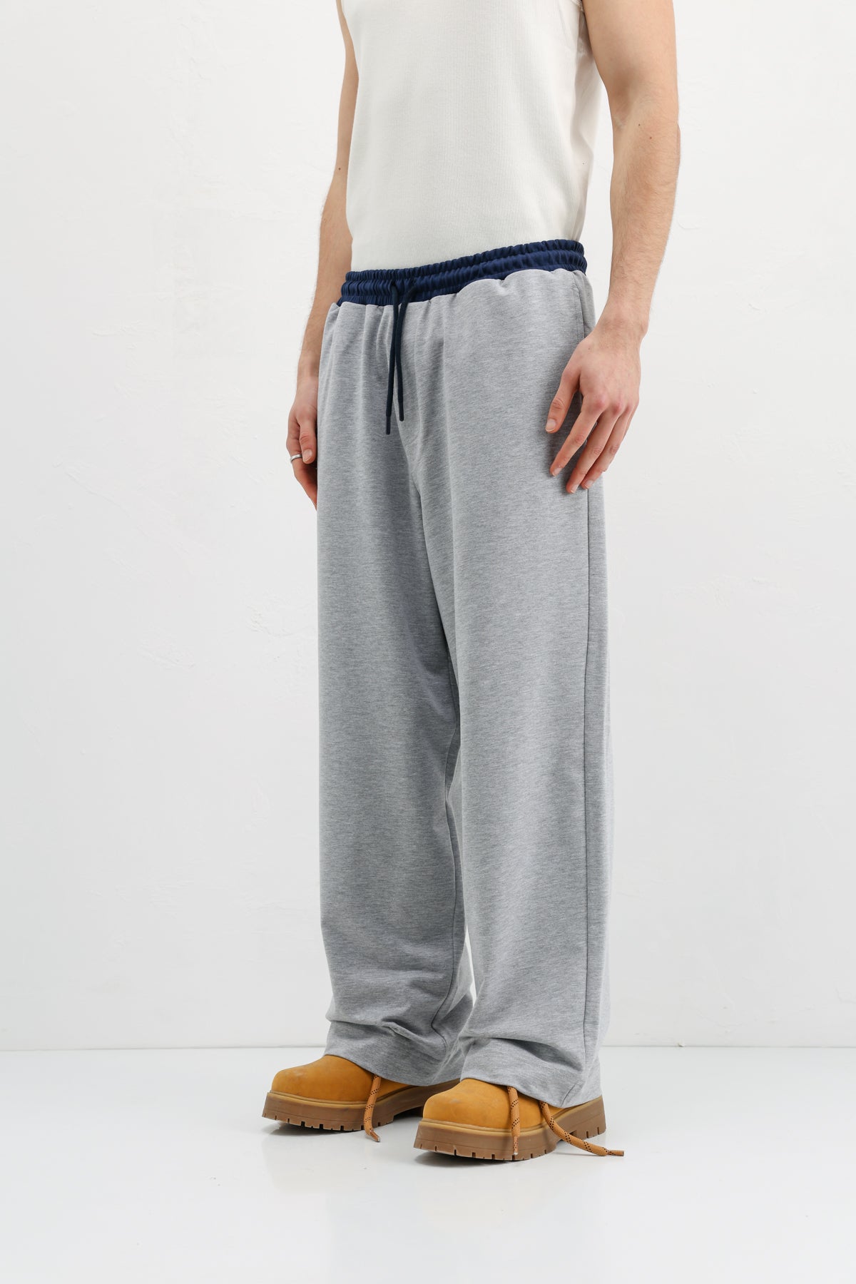 Baggy Fit Eşofman Alt Gri Melanj