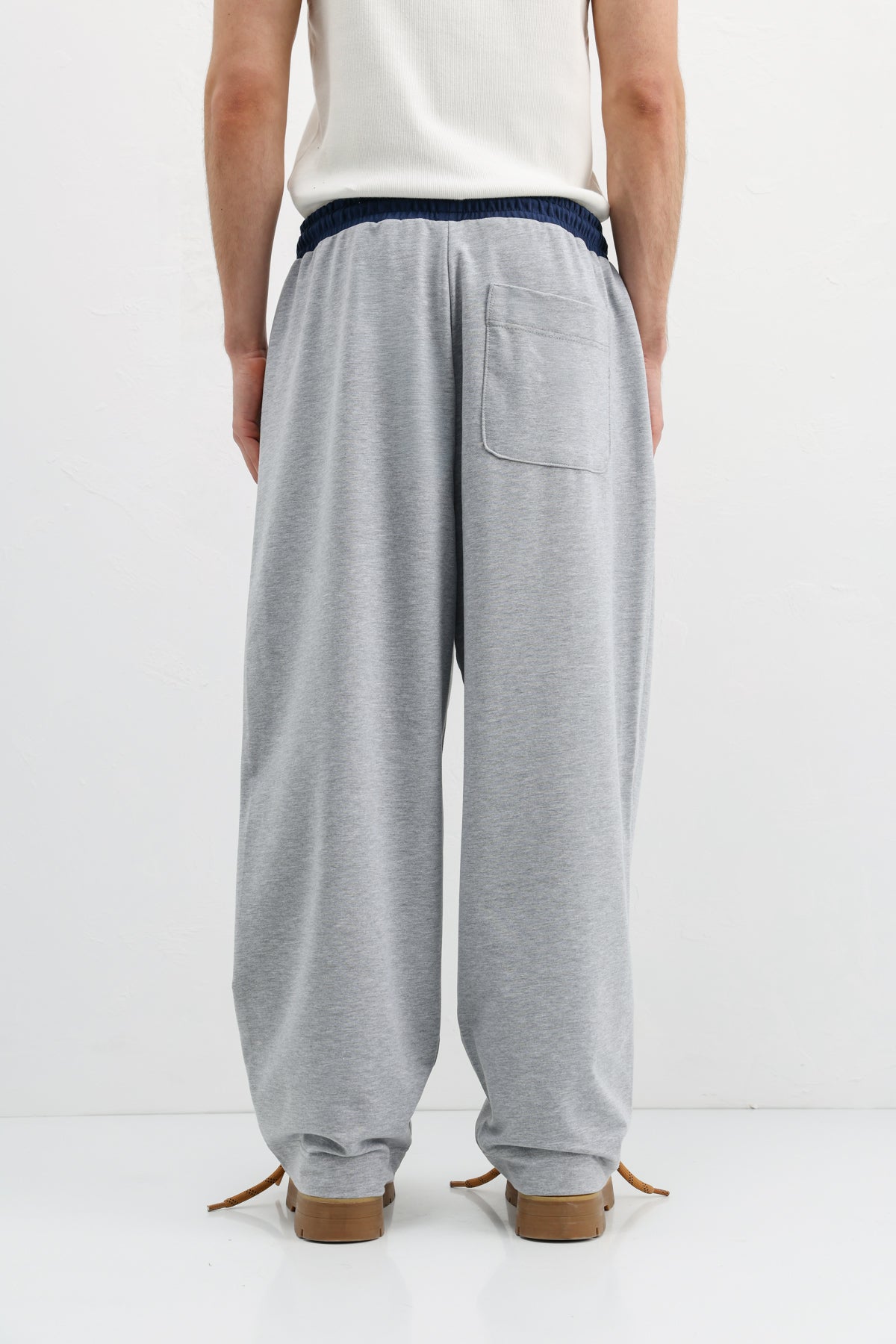 Baggy Fit Eşofman Alt Gri Melanj