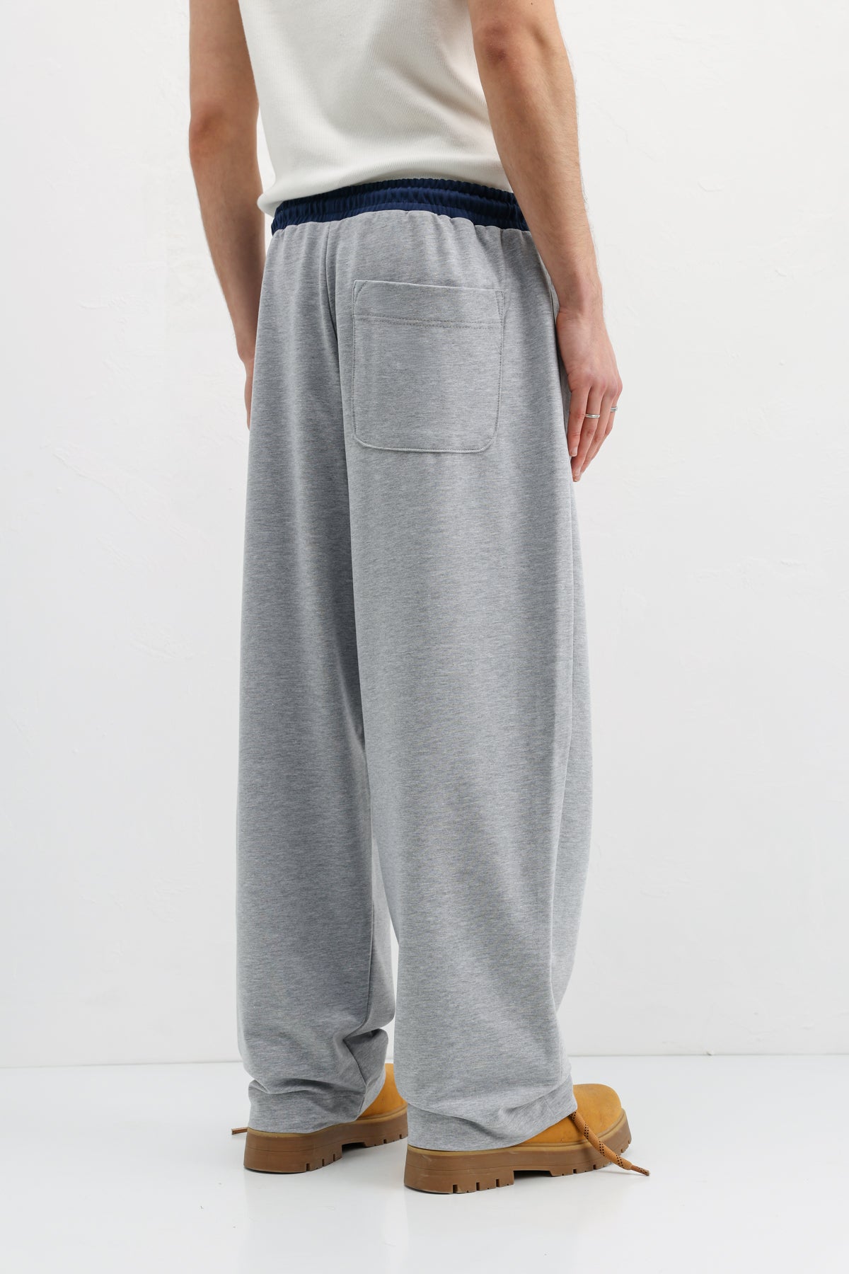 Baggy Fit Eşofman Alt Gri Melanj