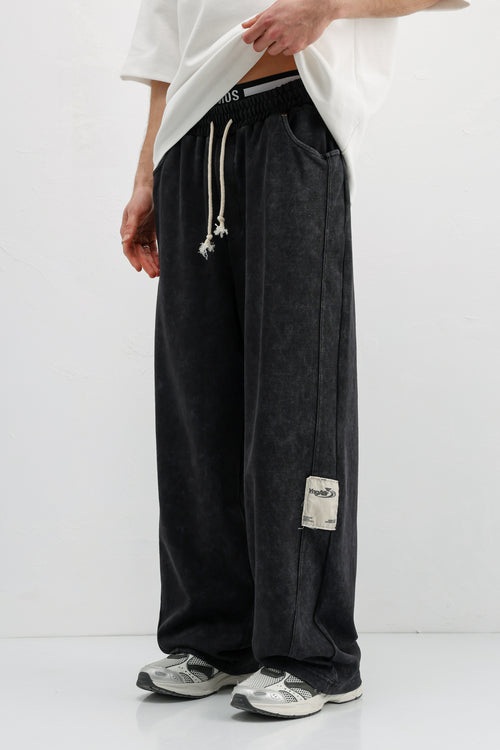 Baggy Fit Eşofman Alt Siyah