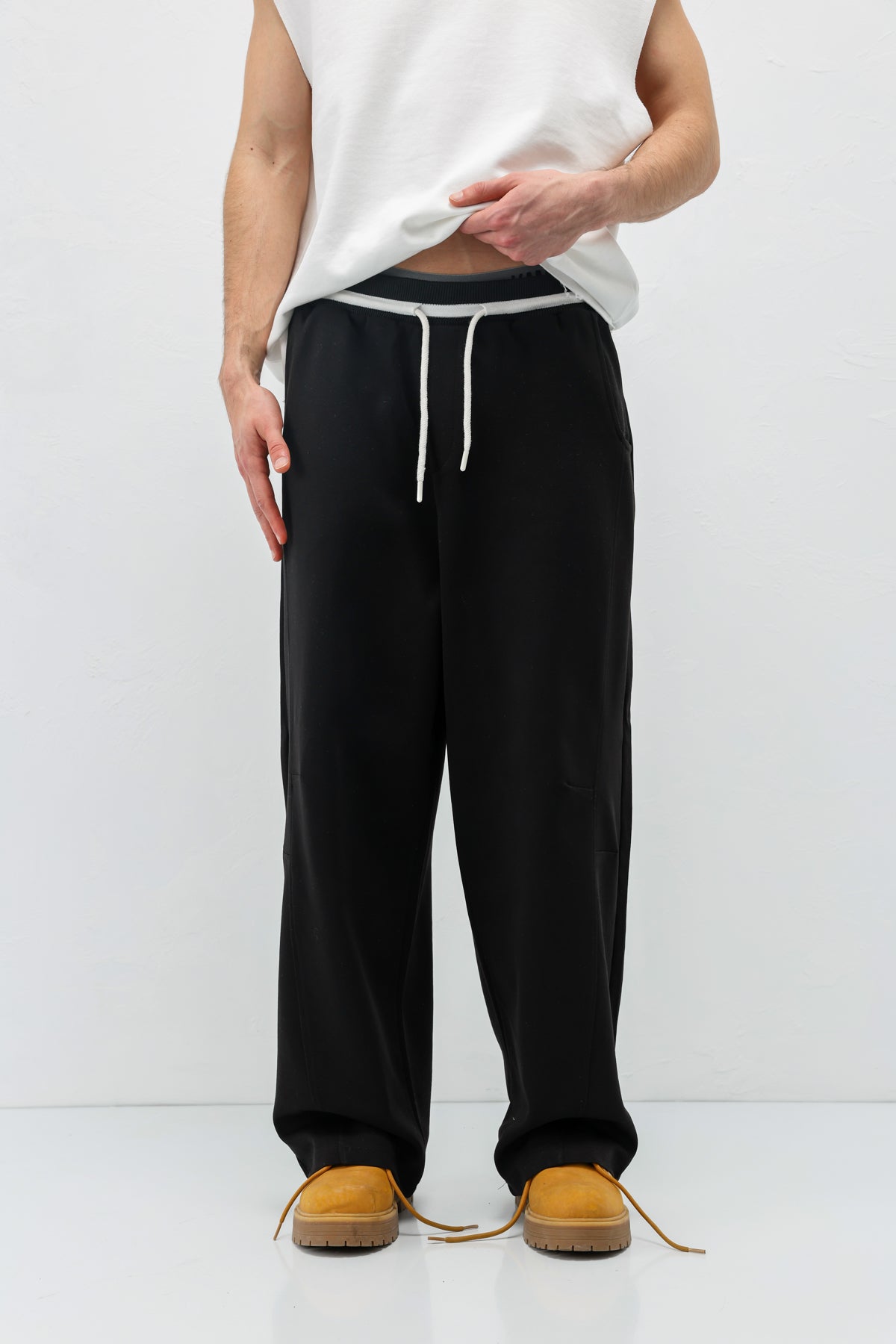 Bağcıklı Baggy Fit Eşofman Alt Siyah