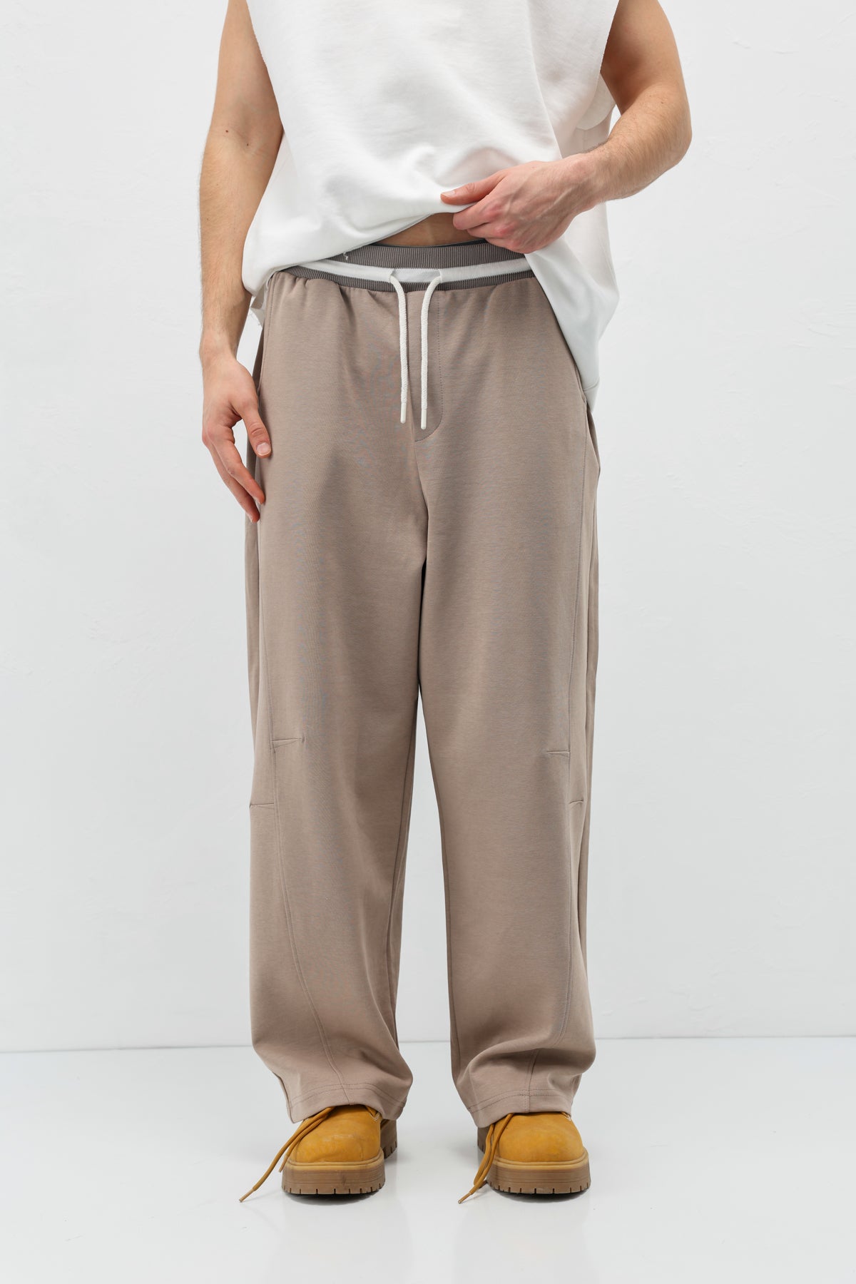 Bağcıklı Baggy Fit Eşofman Alt Vizon