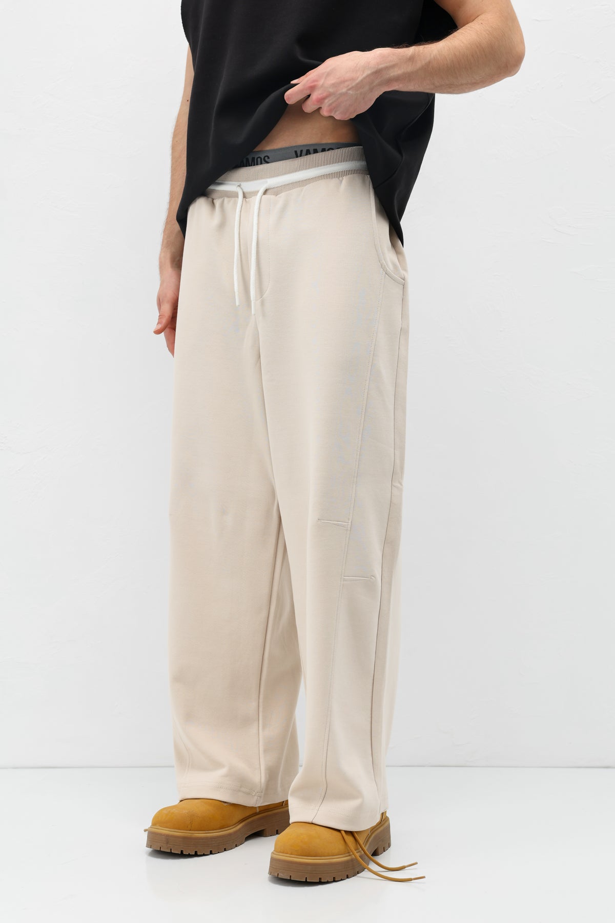 Bağcıklı Baggy Fit Eşofman Alt Taş