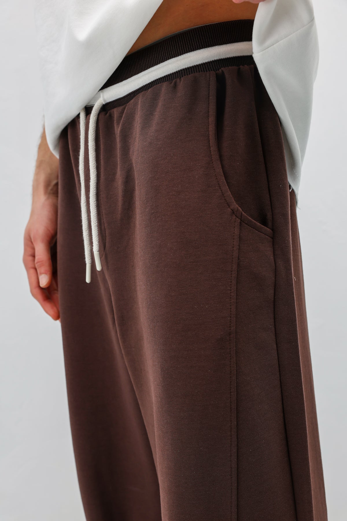 Bağcıklı Baggy Fit Eşofman Alt Kahve