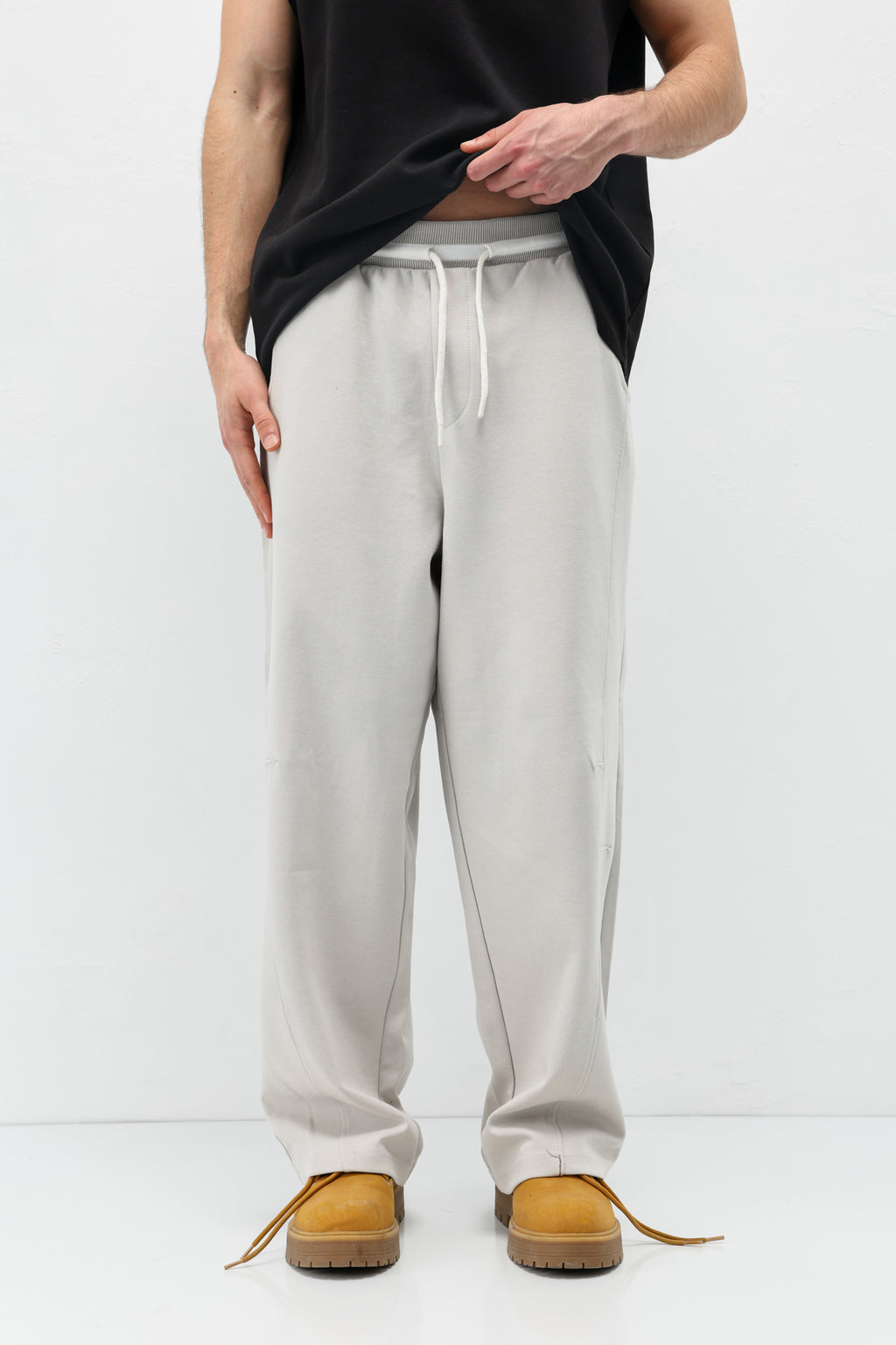 Bağcıklı Baggy Fit Eşofman Alt Buz Gri
