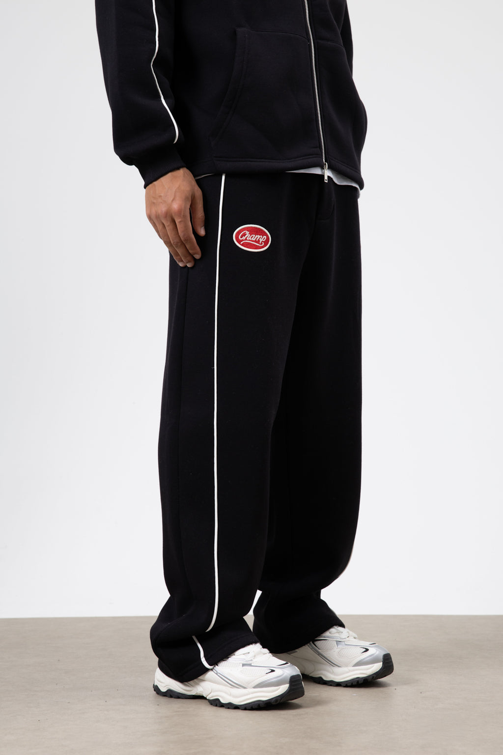 Çizgi Detaylı Oversize Eşofman Takım Siyah