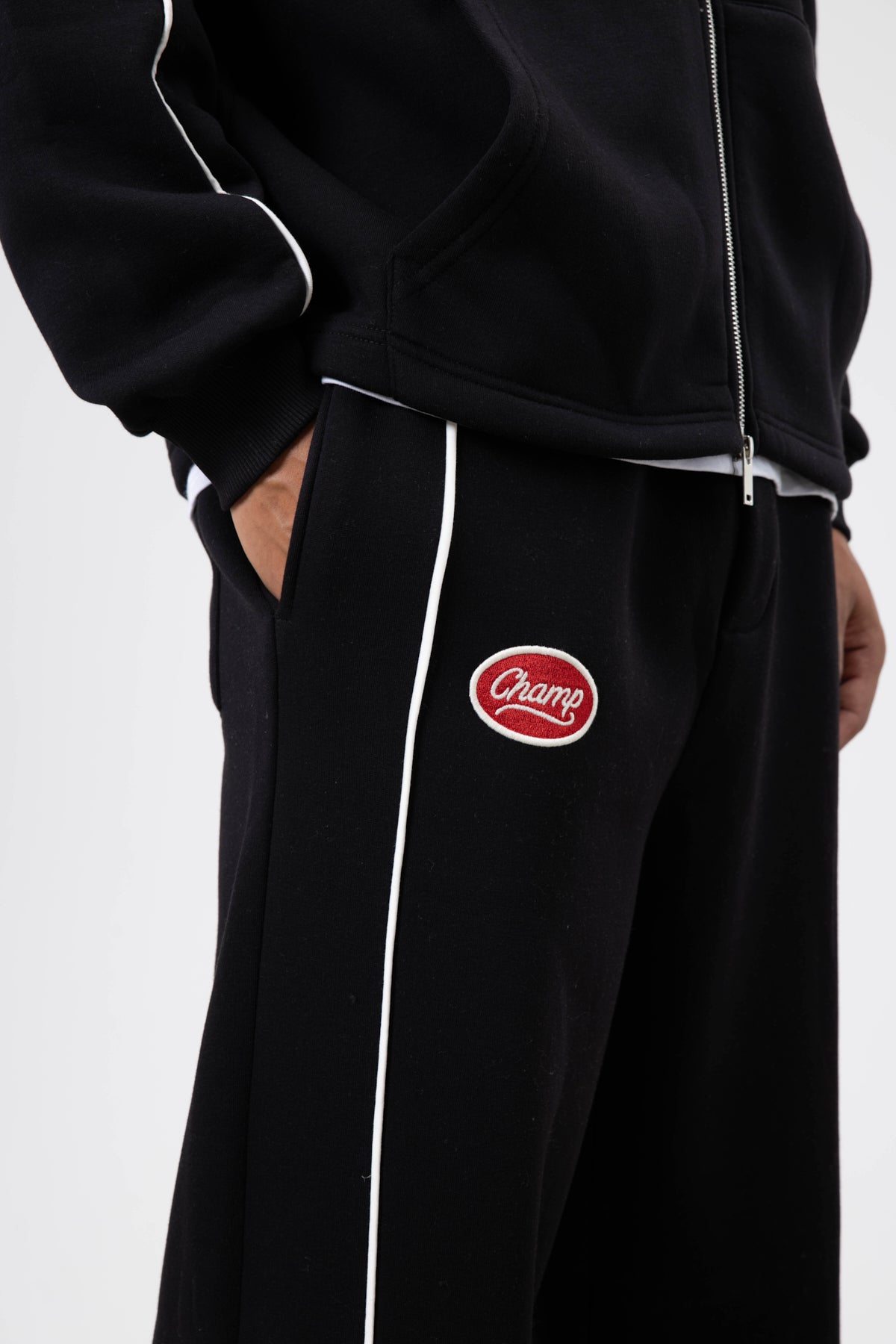 Çizgi Detaylı Oversize Eşofman Takım Siyah