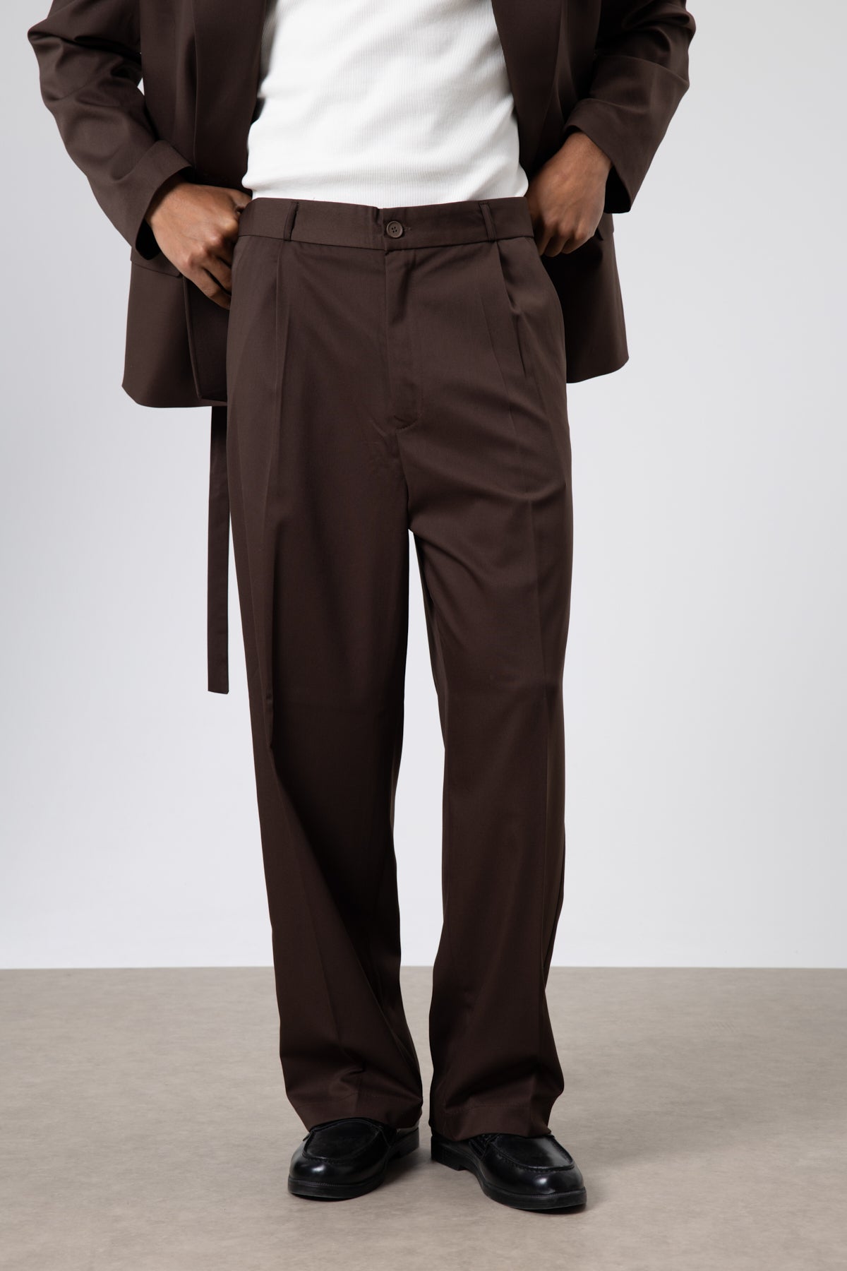 Oversize Kuşaklı Takım Elbise Kahve