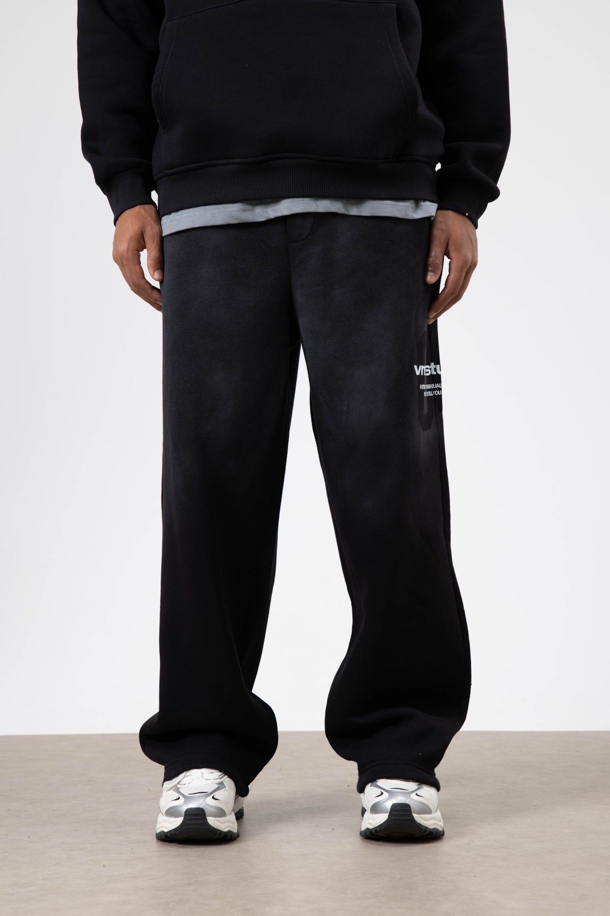 Oversize Baskılı Eşofman Takım Siyah