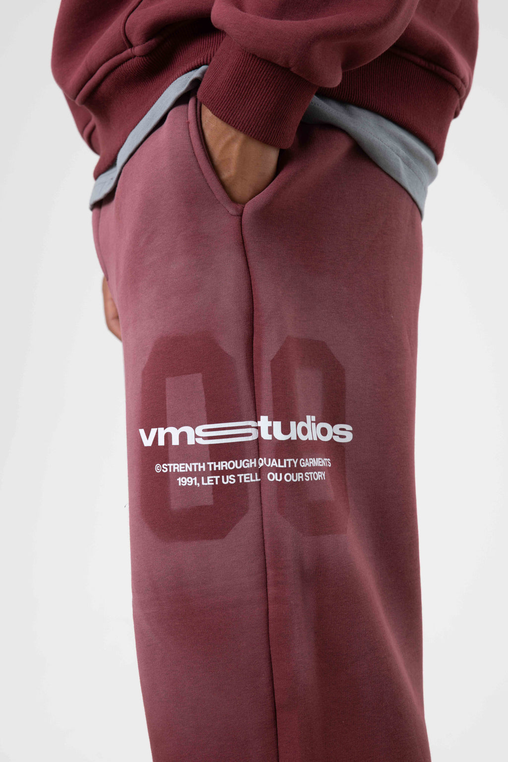 Oversize Baskılı Eşofman Takım Bordo